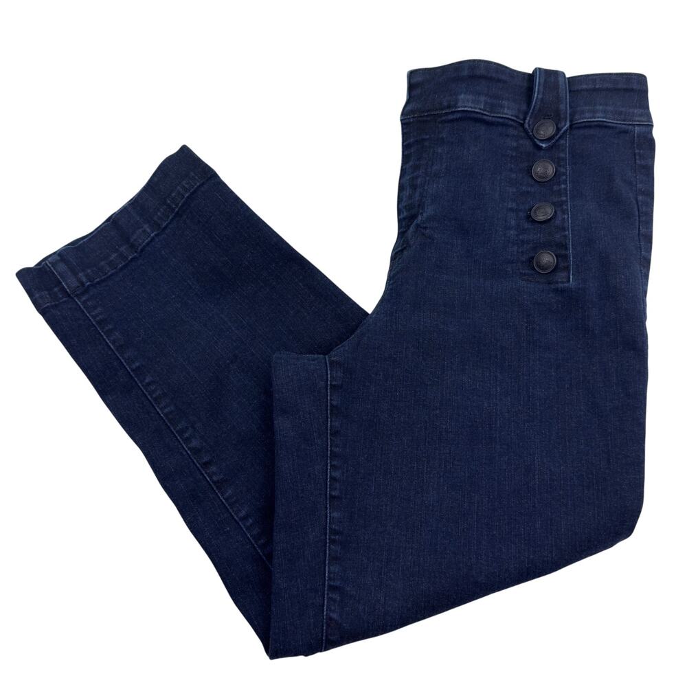 Talbots Dark Wash Sailor Nautical Stretch Wide Leg Cropped Jeans Women's Size 12
